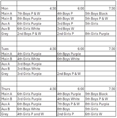 2026 Winter Practices